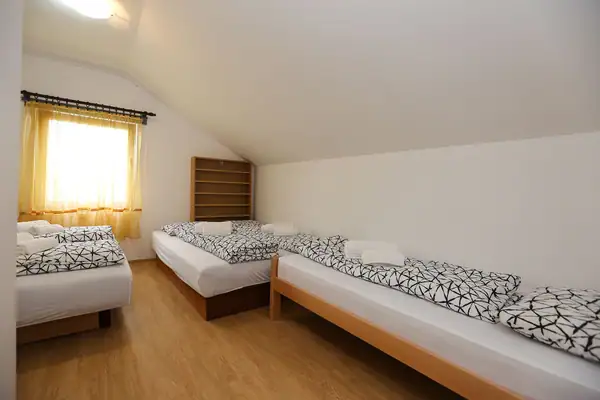 Attic bedroom with two beds