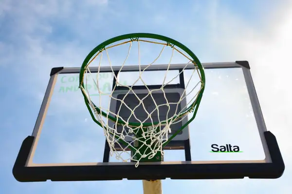 Basketball hoop on the multi-sport court